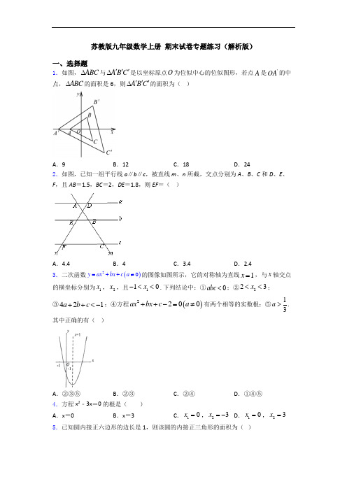 苏教版九年级数学上册 期末试卷专题练习(解析版)