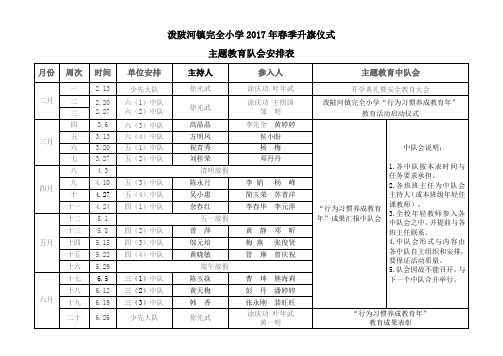 2017年春季升旗仪式主题教育队会安排表