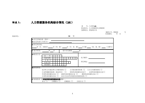 附表1人力资源服务机构综合情况(LM1)