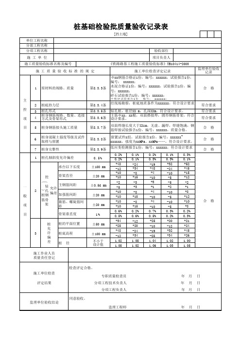 [挡土墙]桩基础检验批质量验收记录表