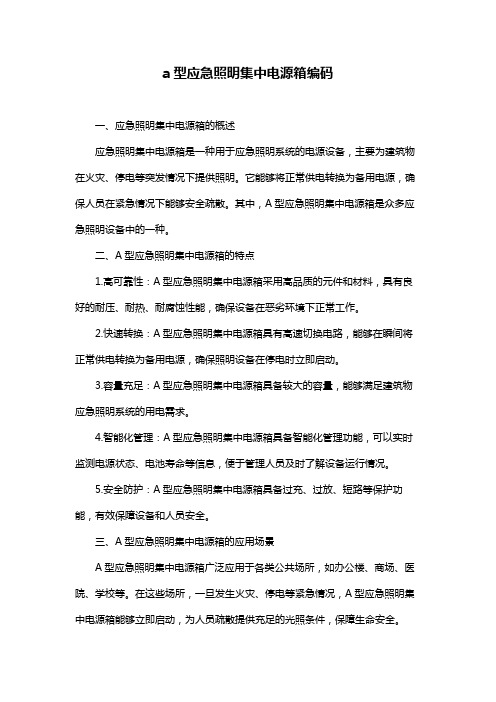 a型应急照明集中电源箱编码