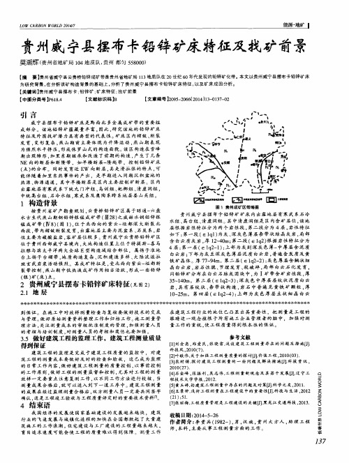 贵州威宁县摆布卡铅锌矿床特征及找矿前景