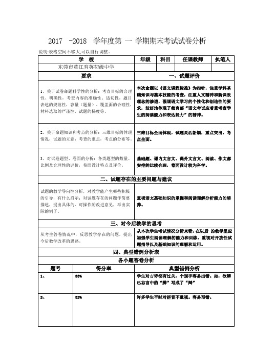 八年级语文试卷分析