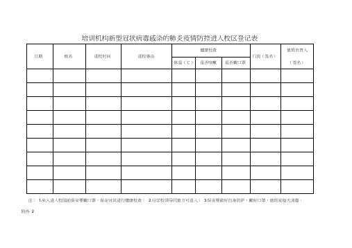 校外补习机构防疫表格