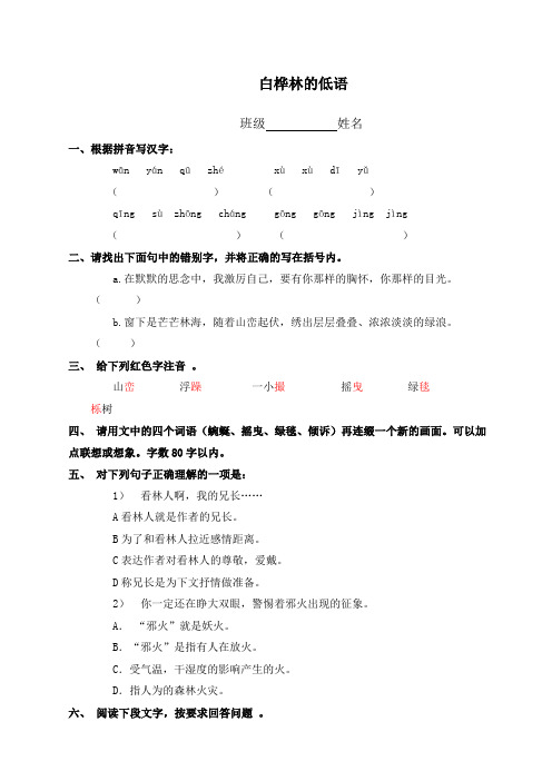 北师大版六年级语文上册白桦林的低语.docx