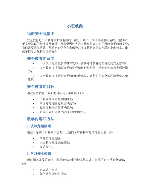 小班教案我的安全我做主