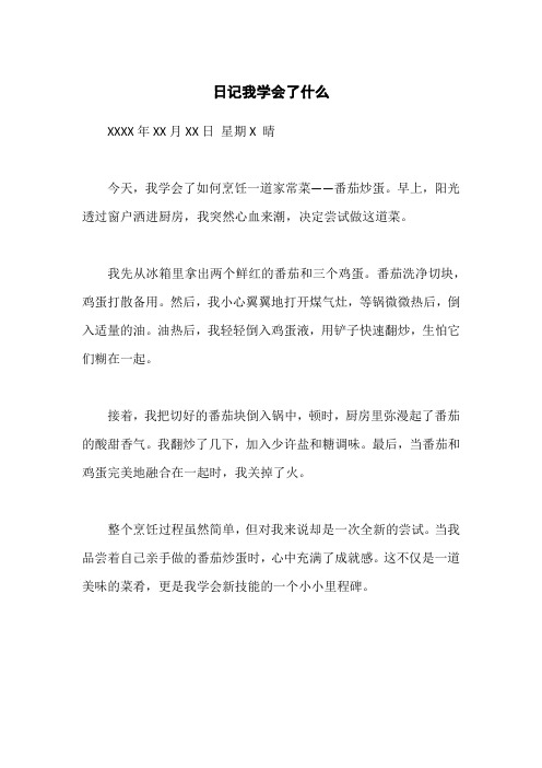 日记我学会了什么300字