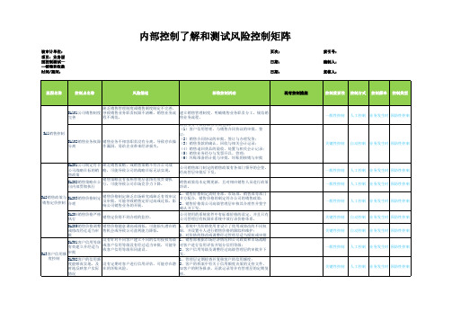 风险控制矩阵 业务层面 