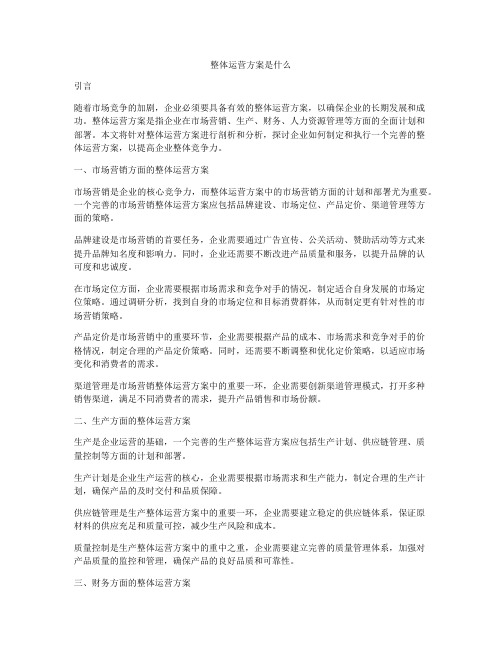 整体运营方案是什么