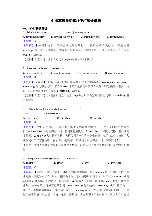 中考英语代词解析版汇编含解析