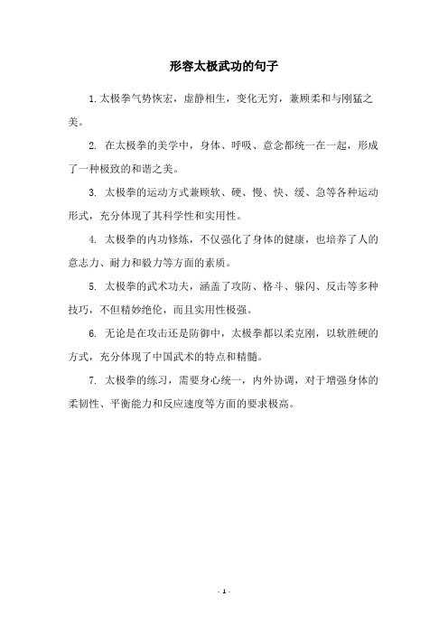 形容太极武功的句子