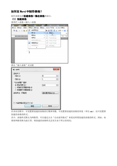 Word2003中制作表格的方法