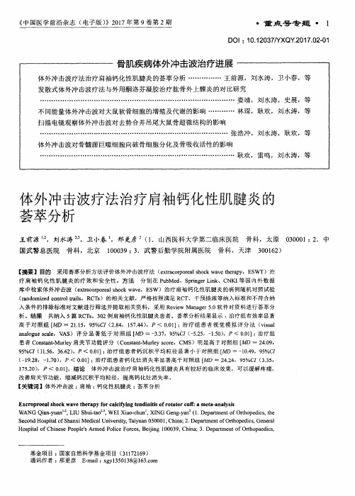 骨肌疾病体外冲击波治疗进展——体外冲击波疗法治疗肩袖钙化性肌