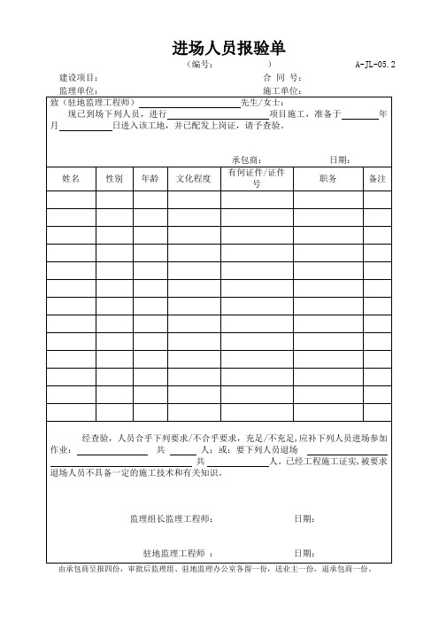 A-JL-05.2进场人员报验单