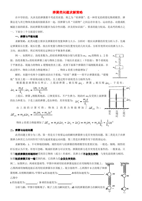 高考物理 弹簧类问题求解策略
