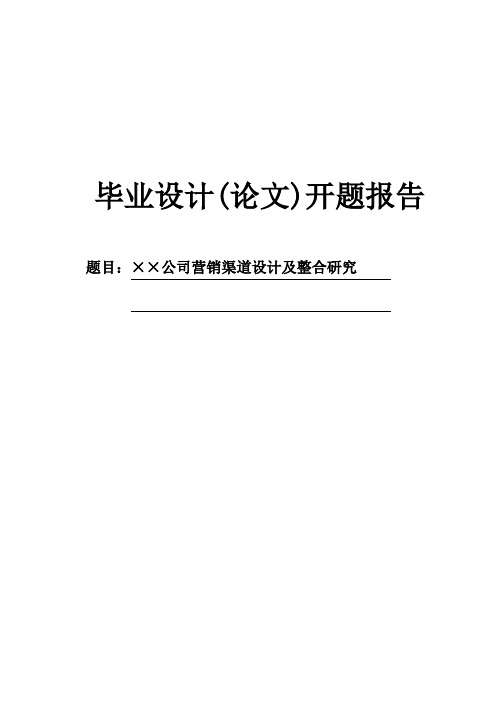 公司营销渠道设计及整合研究开题报告