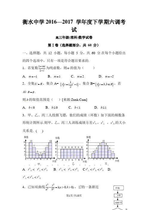 河北省衡水中学2017届高三下学期六调数学试题