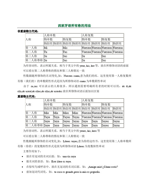 西班牙语所有格的用法