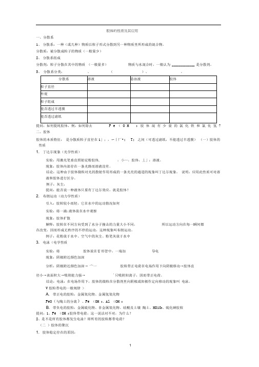 胶体的性质及其应用(自己整理)