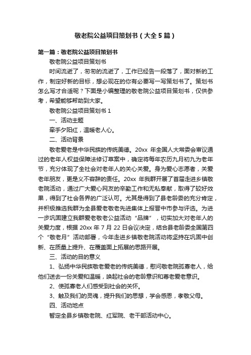 敬老院公益项目策划书（大全5篇）