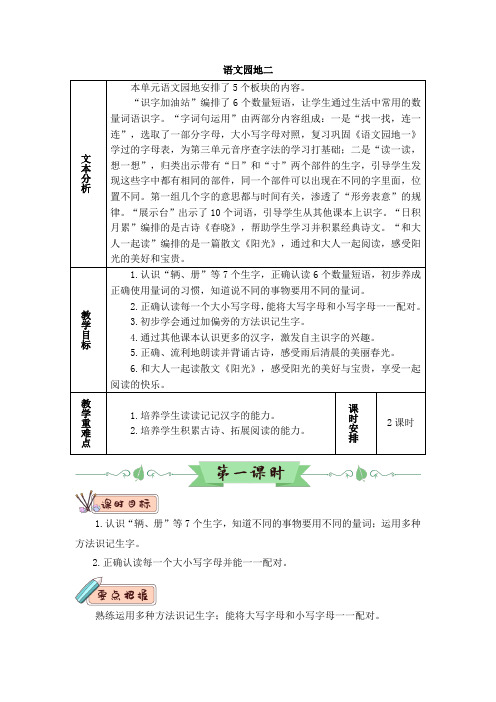 人教部编版一年级下册语文园地二公开课教案