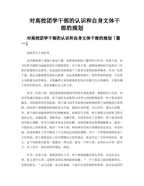 对高校团学干部的认识和自身文体干部的规划