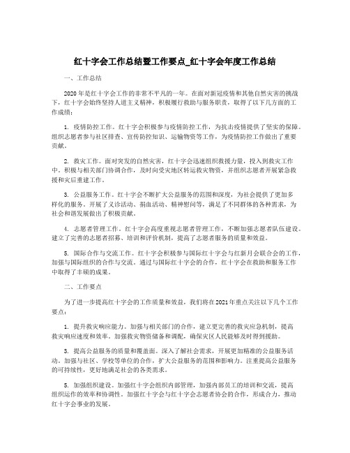 红十字会工作总结暨工作要点_红十字会年度工作总结