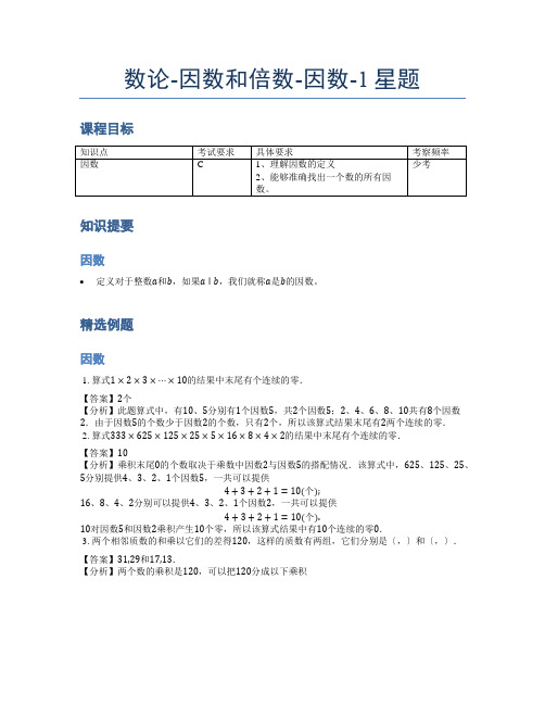 小学奥数题库《数论》因数和倍数-因数-1星题(含解析)