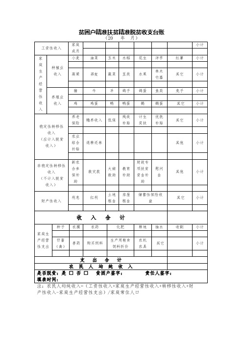 扶贫收入算账模板