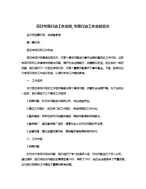 百日专项行动工作总结_专项行动工作总结范文