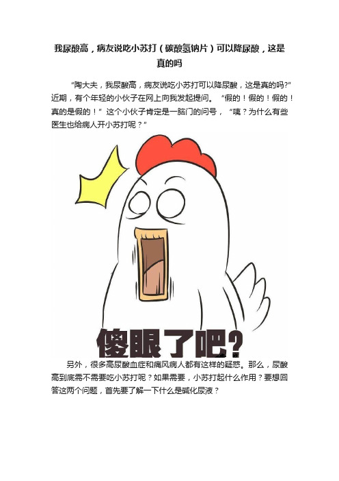 我尿酸高，病友说吃小苏打（碳酸氢钠片）可以降尿酸，这是真的吗