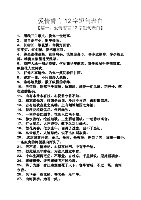 爱情誓言12字短句表白