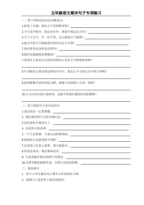 小学语文高段句子专项练习