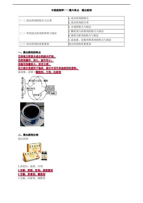 主管中药师-专业实践能力-讲义-中药药剂学--第六单元 浸出药剂