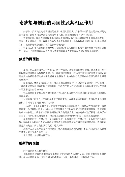 论梦想与创新的双面性及其相互作用