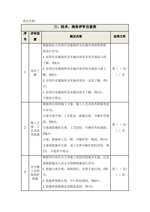 技术、商务评审自查表