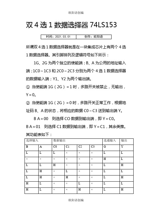 双4选1数据选择器之欧阳语创编