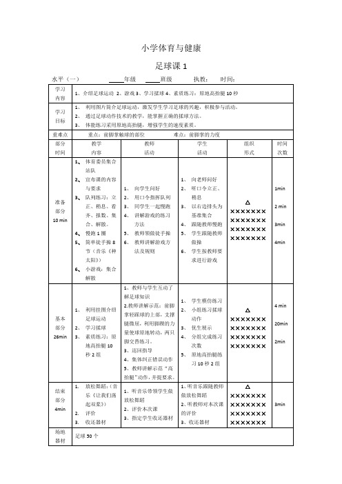 小学体育水平一《足球》教案 (1)