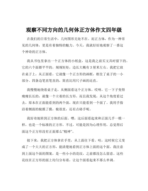 观察不同方向的几何体正方体作文四年级