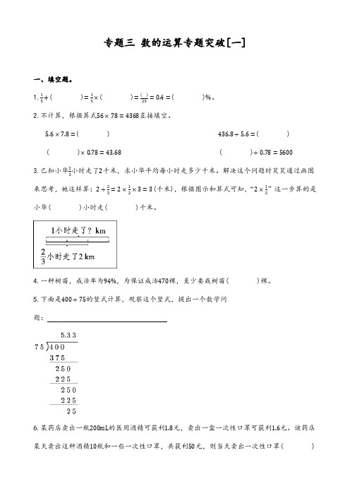 苏教版六年级数学下册小升初专题三数的运算专题突破[一](附解析答案)