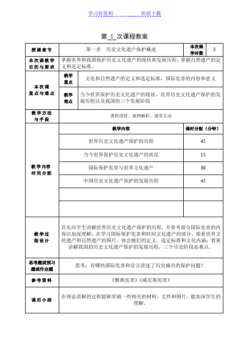 《历史文化名城保护理论与规划》教案