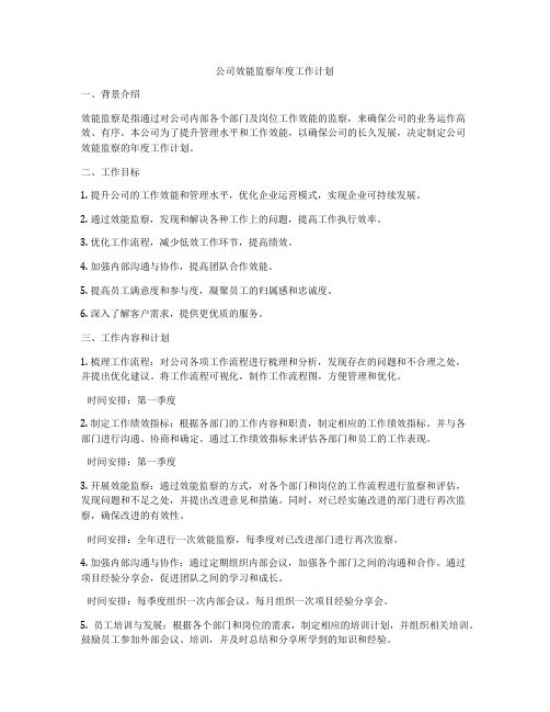 公司效能监察年度工作计划