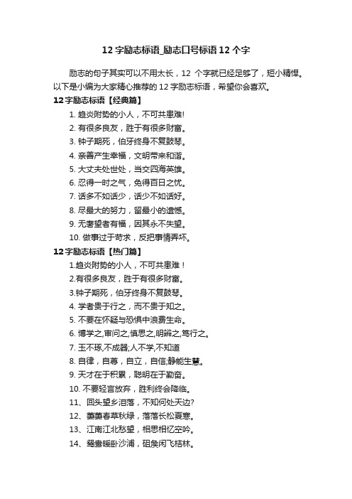 12字励志标语_励志口号标语12个字