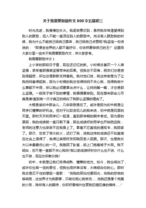 关于我需要鼓励作文800字五篇初三