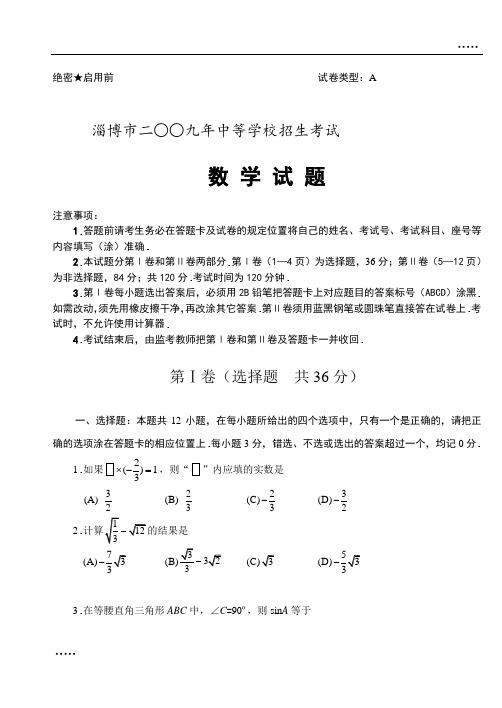 2009山东淄博(含答案)