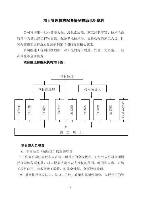 项目管理机构配备情况辅助说明资料