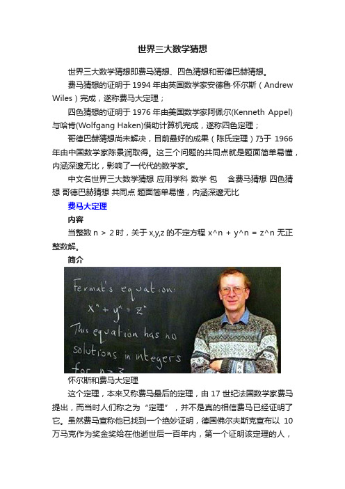 世界三大数学猜想