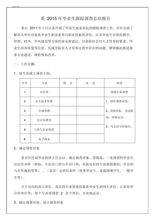 2020年最新毕业生跟踪调查总结报告