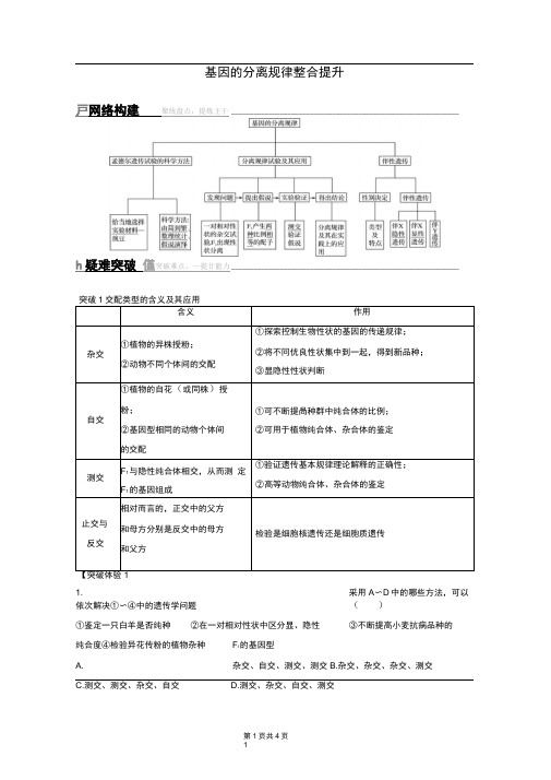 2019-2020版高中生物2.1基因的分离规律整合提升学案中图版必修2