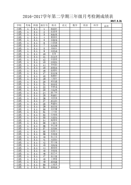 3年级考成绩单